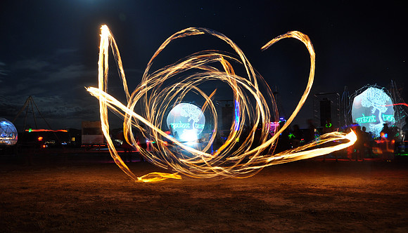 Fire spinner at Opulent Temple
