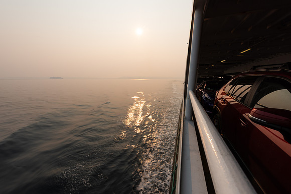 Kingston to Edmonds ferry in the smoke